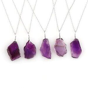 1 CRYSTALIS Natural Raw Amethyst Necklace, High Grade Polished